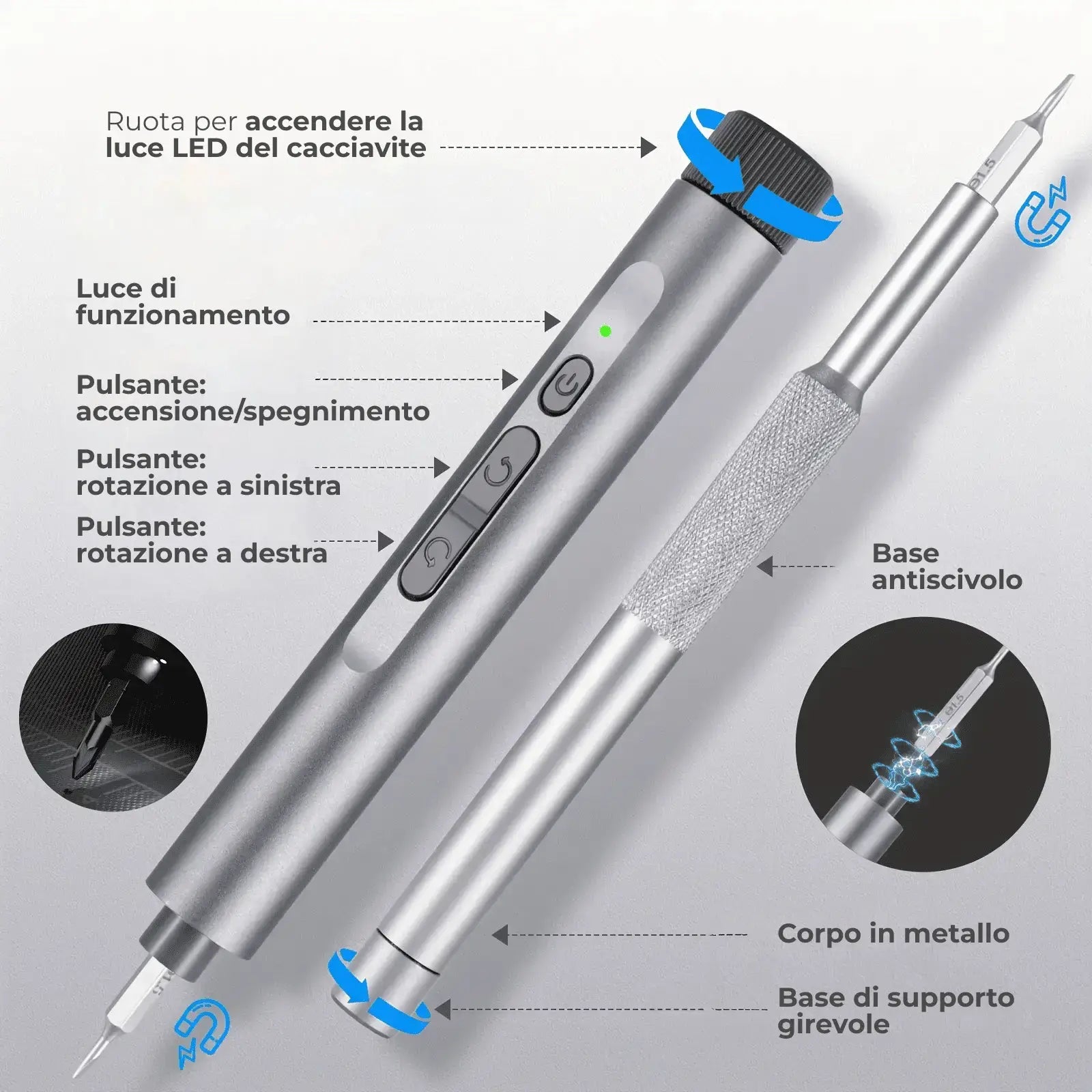 Kit Super Key con cacciavite elettrico e manuale con 138 pezzi