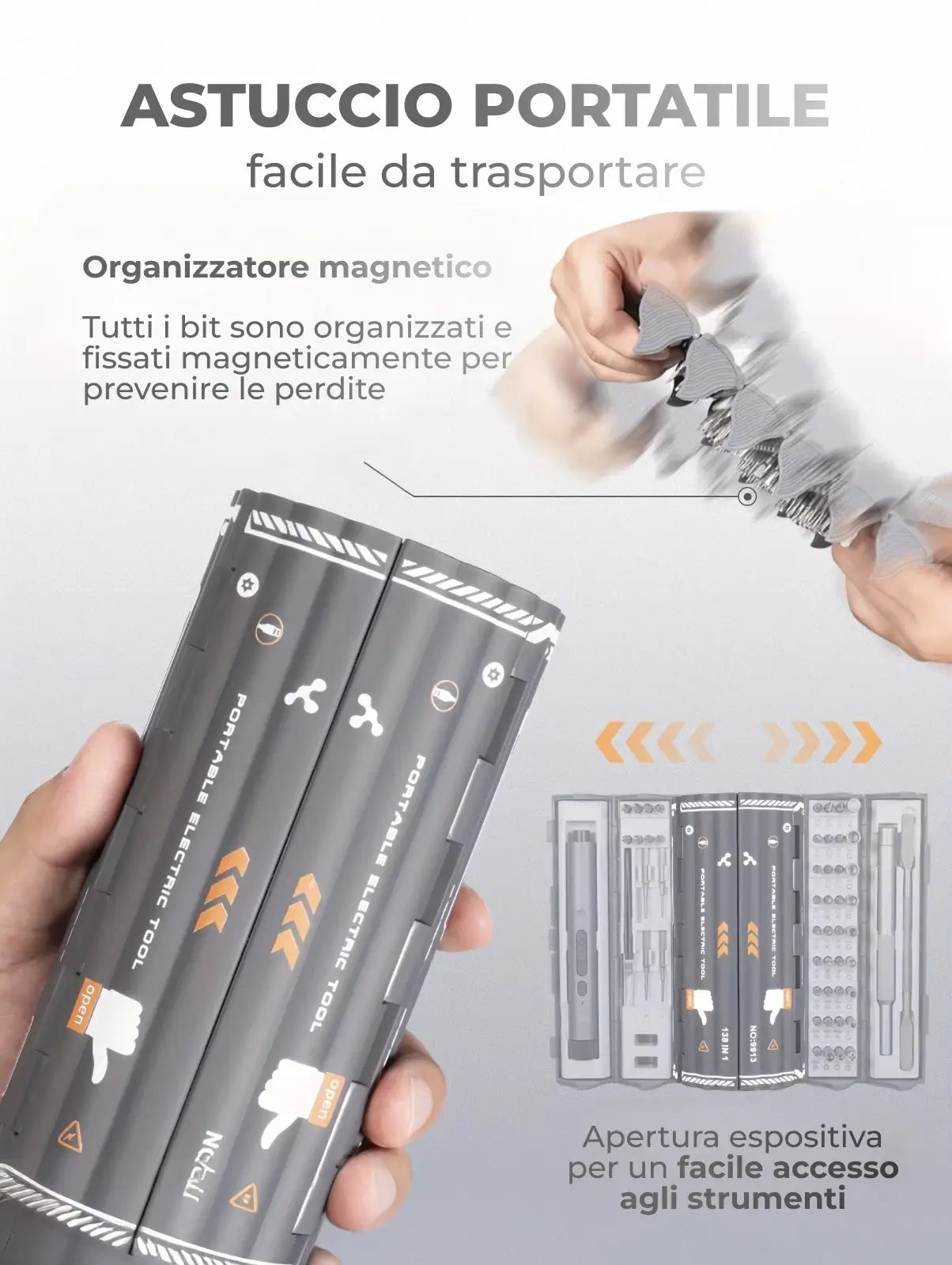 Kit Super Key con cacciavite elettrico e manuale con 138 pezzi